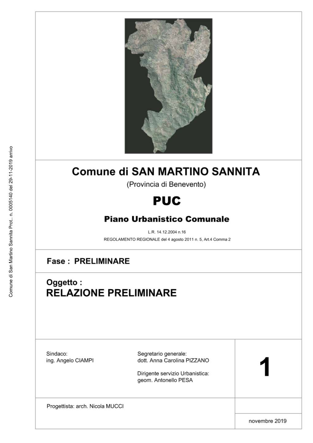 Comune Di San Martino Sannita Prot.. N. 0005140 Del 29-11-2019 Arrivo