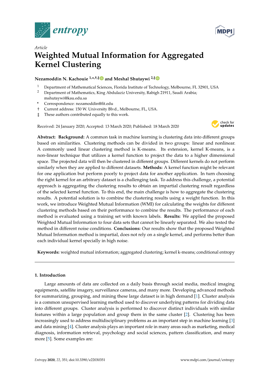 Weighted Mutual Information for Aggregated Kernel Clustering