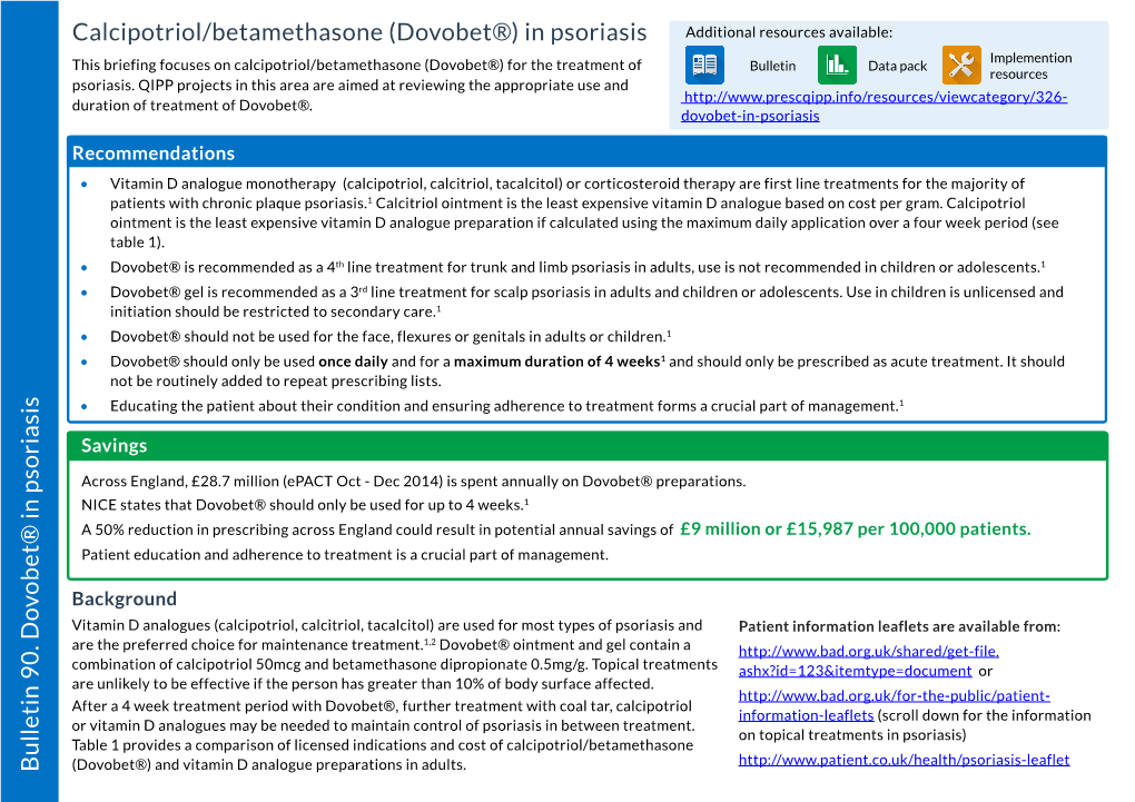 (Dovobet®) in Psoriasis