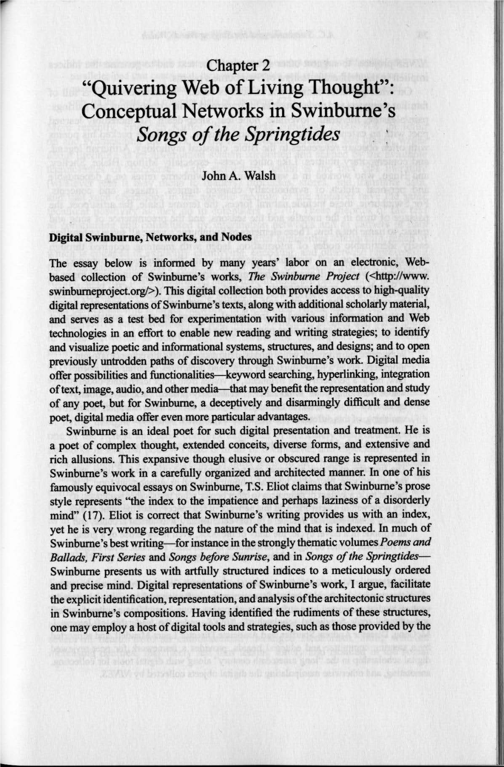 Conceptual Networks in Swinburne's Songs of the Springtides