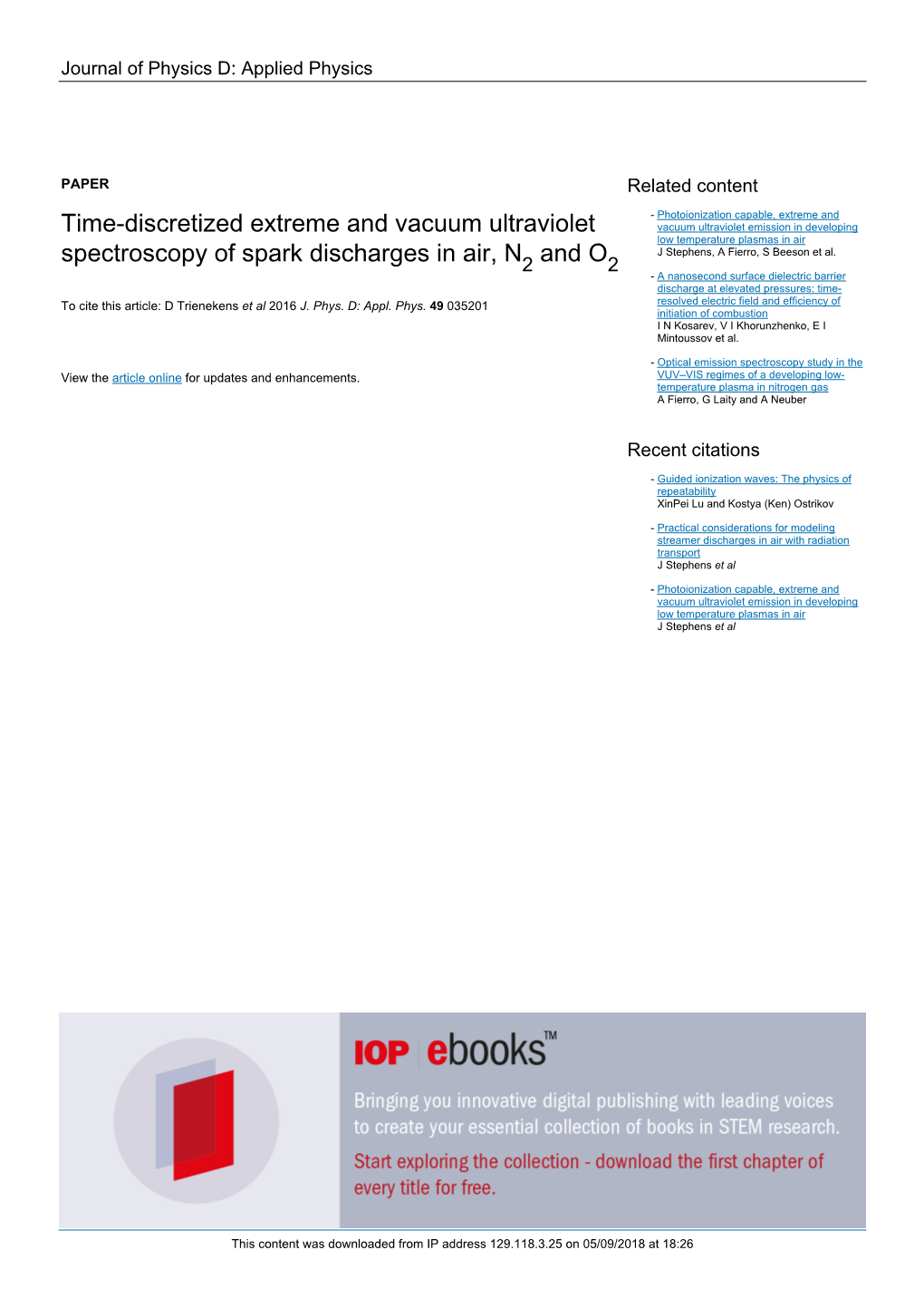 Time-Discretized Extreme and Vacuum Ultraviolet Spectroscopy of Spark