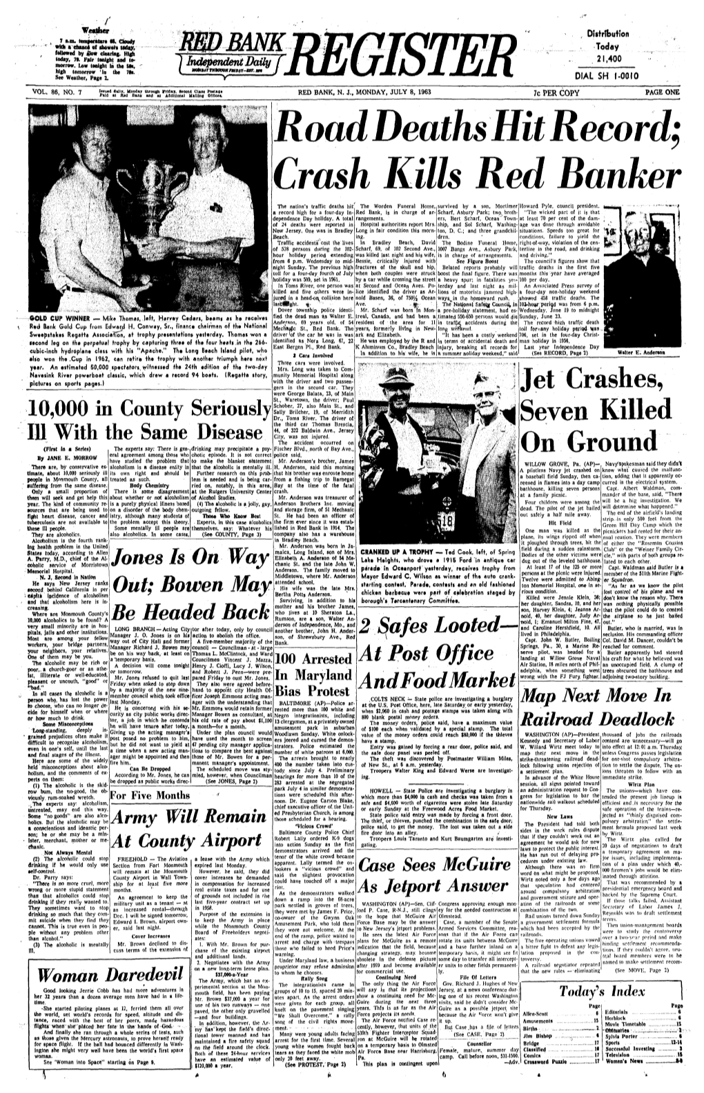 Road Deaths Hit Record; Crash Kills Red Banker the Nation's Traffic Deaths Hit the Worden Funeral Home, Survived by a Son, Mortimer Howard Pyle, Council President