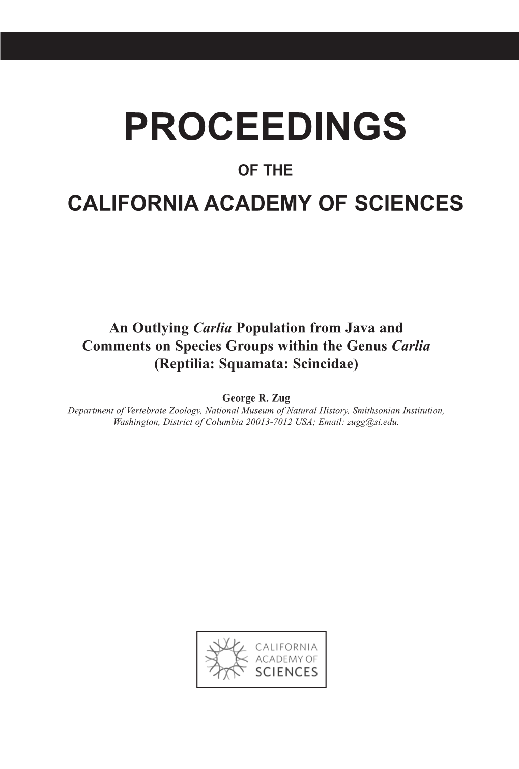 Proceedings of the California Academy of Sciences