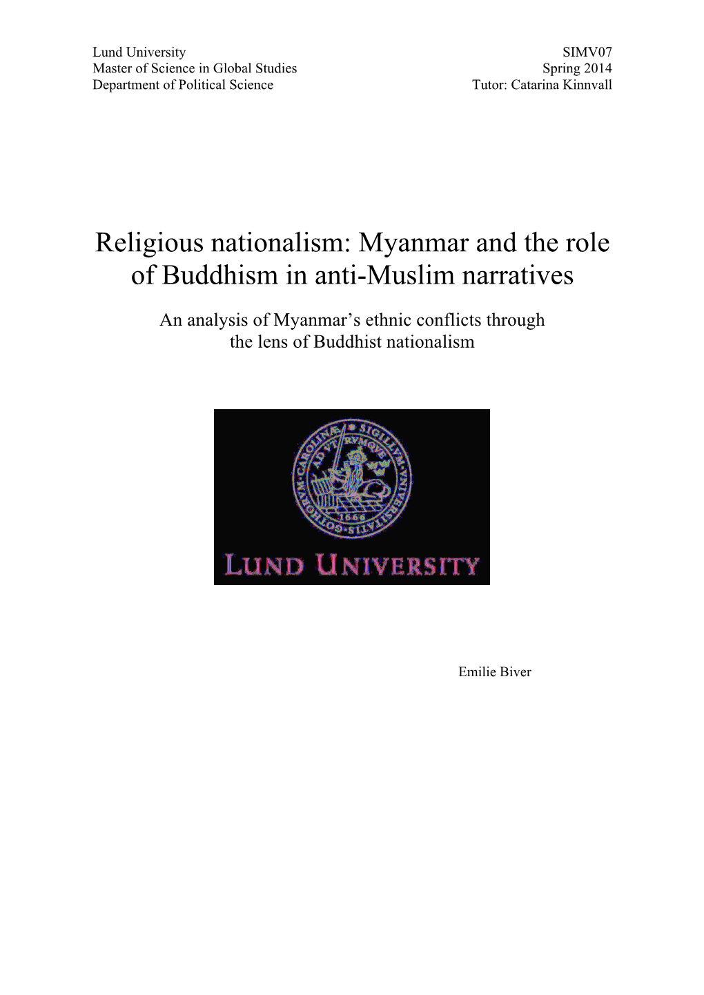 Religious Nationalism: Myanmar and the Role of Buddhism in Anti-Muslim Narratives