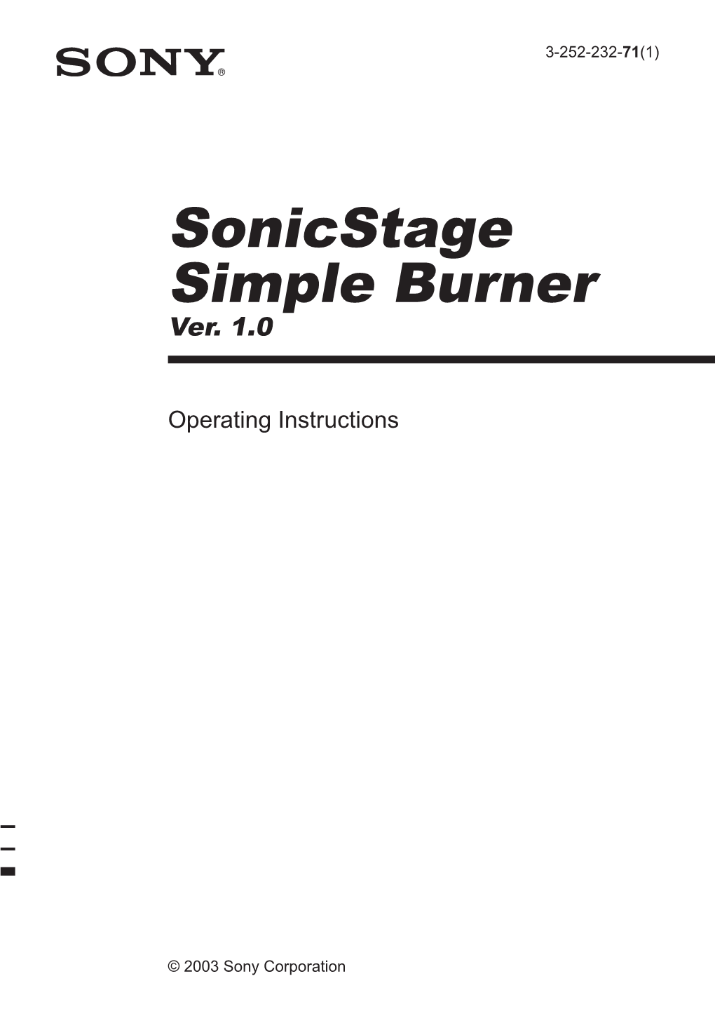 Sonicstage Simple Burner Ver. 1.0