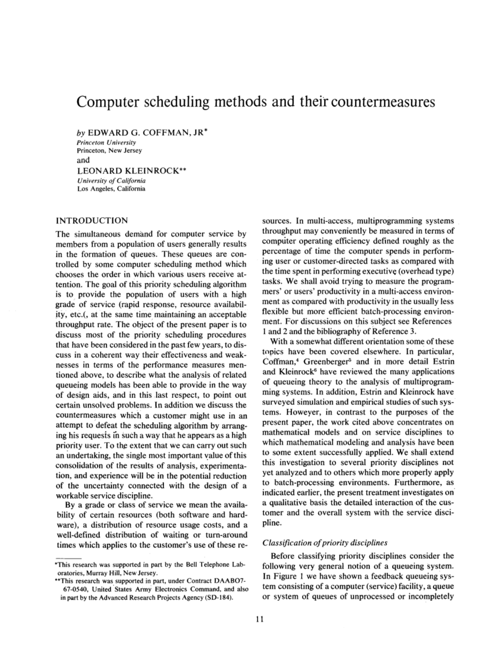 Computer Scheduling Methods and Their Countermeasures