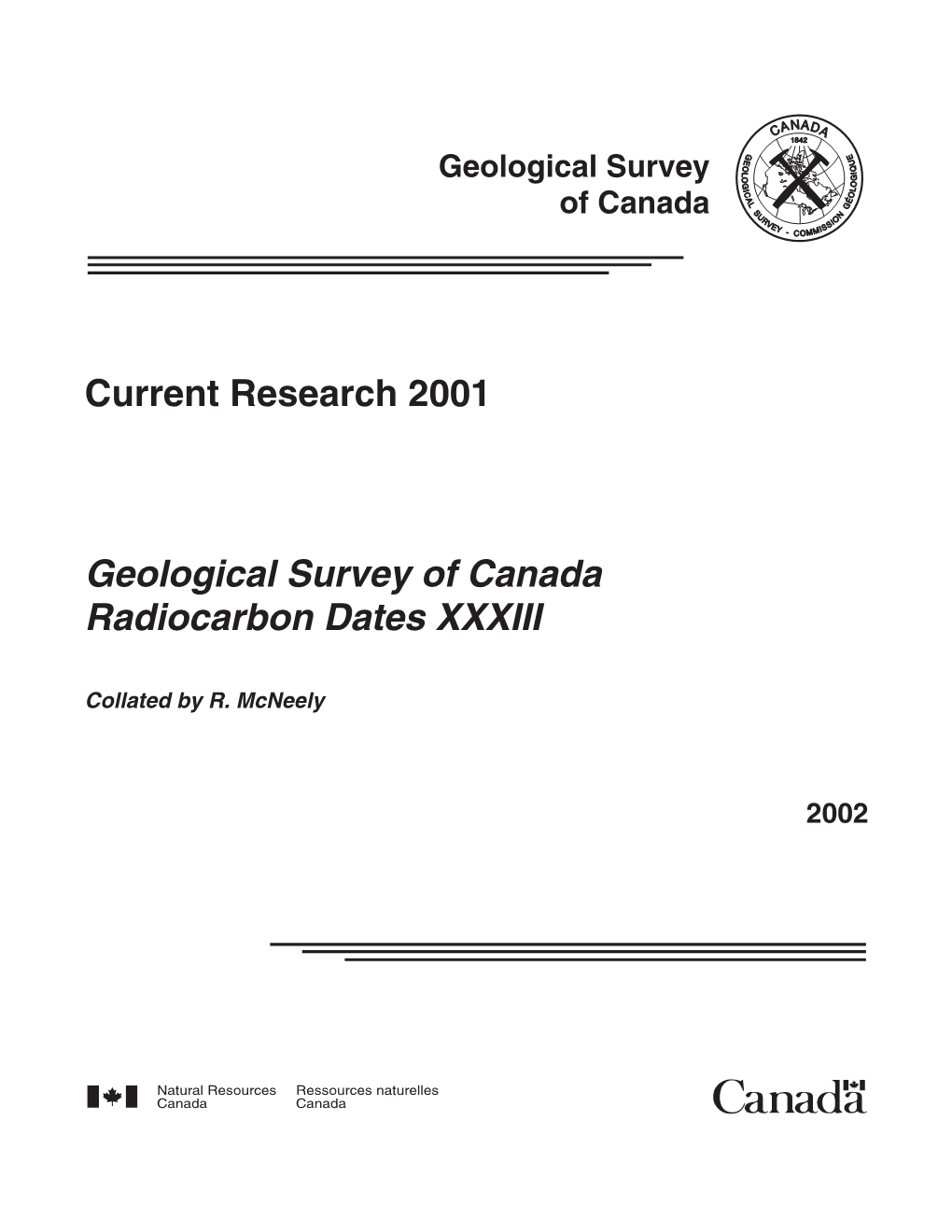 Geological Survey of Canada Radiocarbon Dates XXXIII