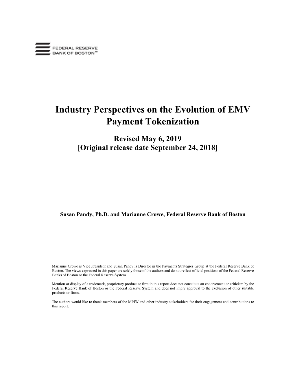 Industry Perspectives on the Evolution of EMV Payment Tokenization