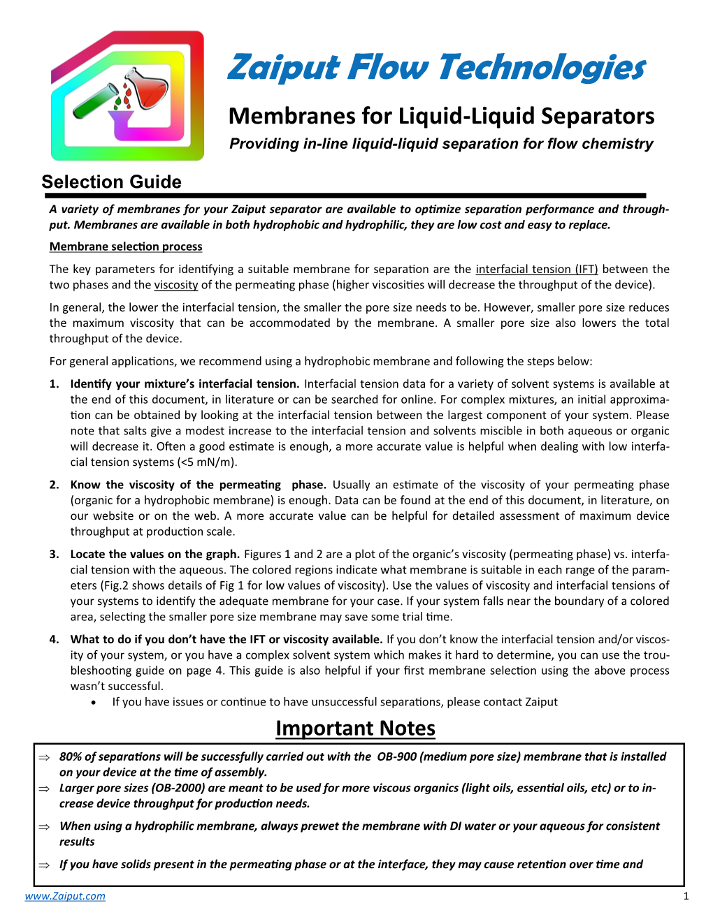 Membrane Selection Guide