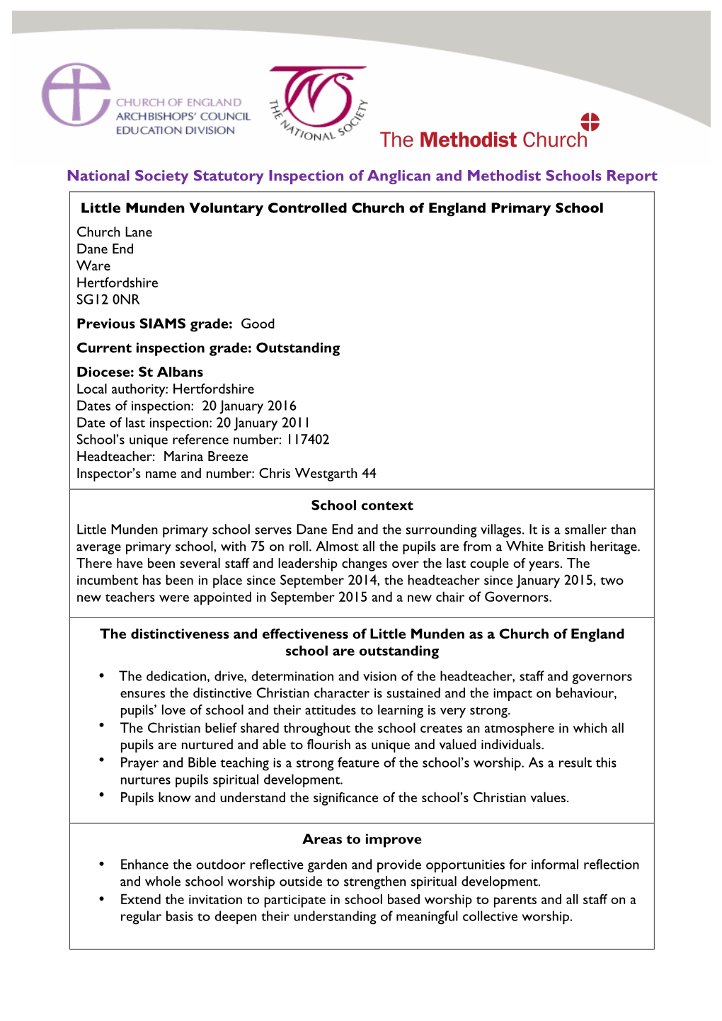 Little Munden SIAMS Report 2016