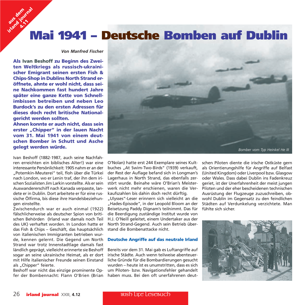 Mai 1941 – Deutsche Bomben Auf Dublin