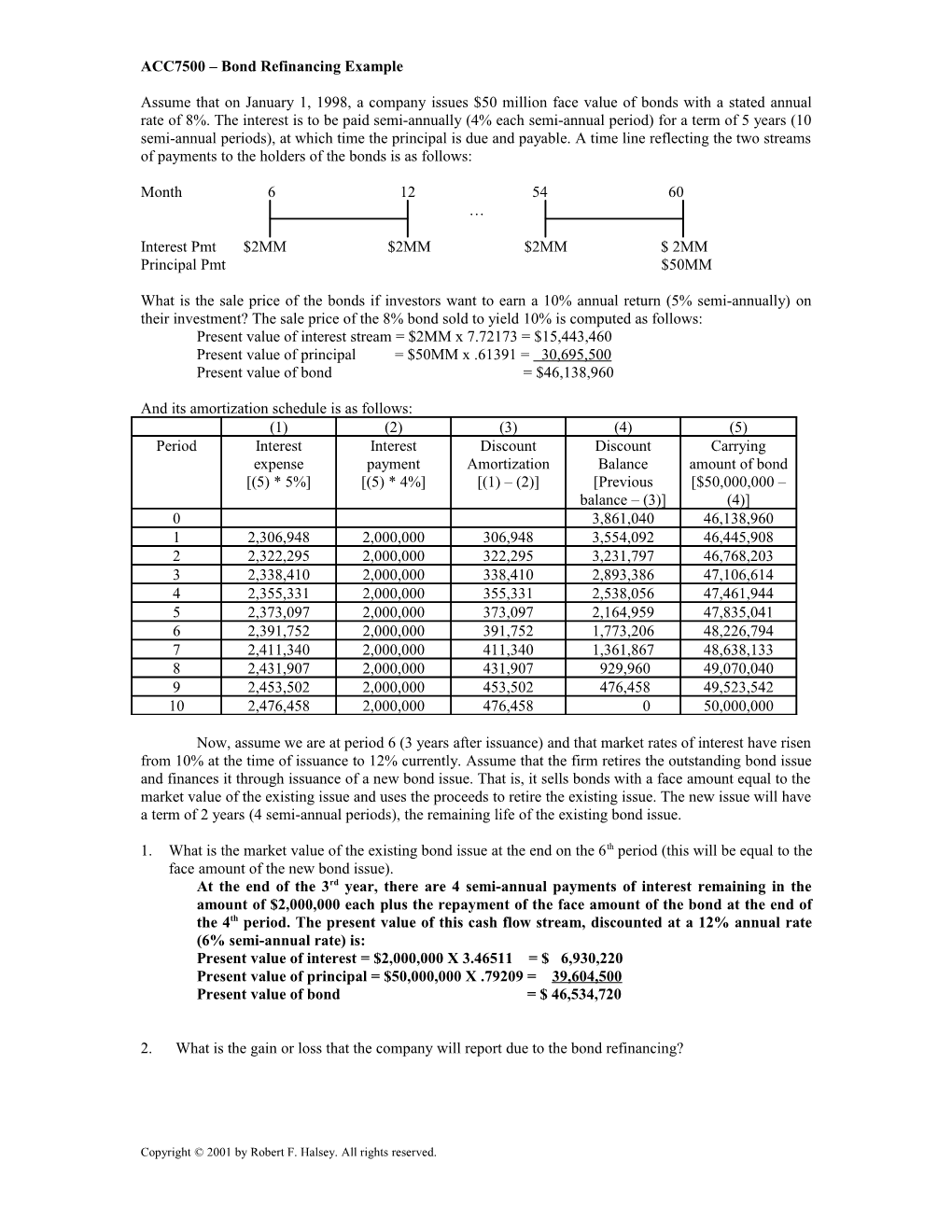 For Example, Assume That on January 1, 1998, a Company Issues $50 Million Face Value Of