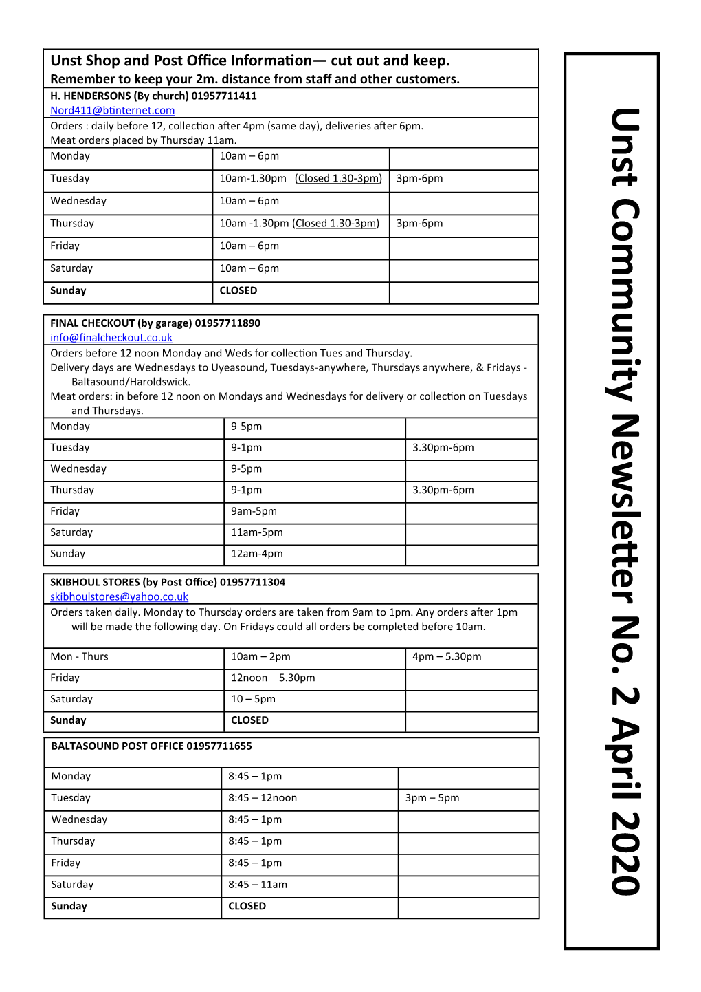 Unst Community Newsletter 2020 No