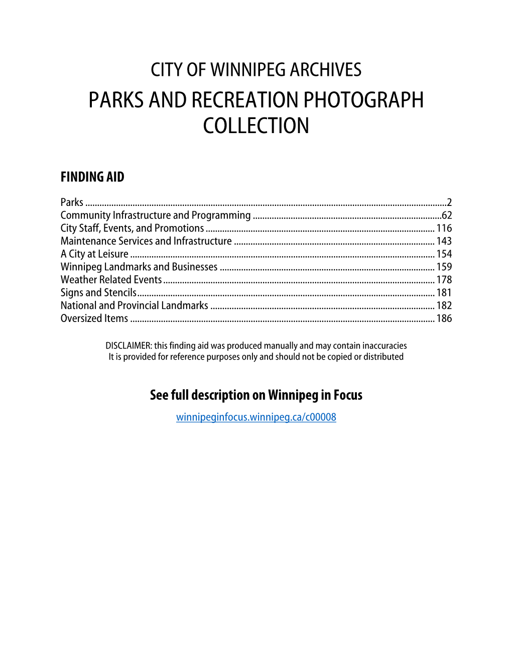 Parks and Recreation Photograph Collection