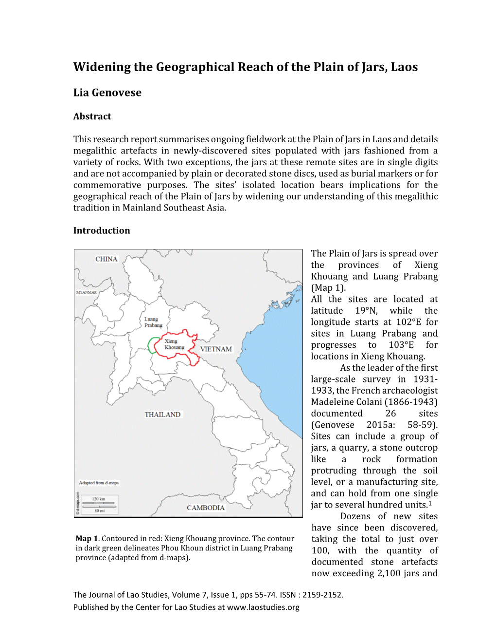 Widening the Geographical Reach of the Plain of Jars, Laos