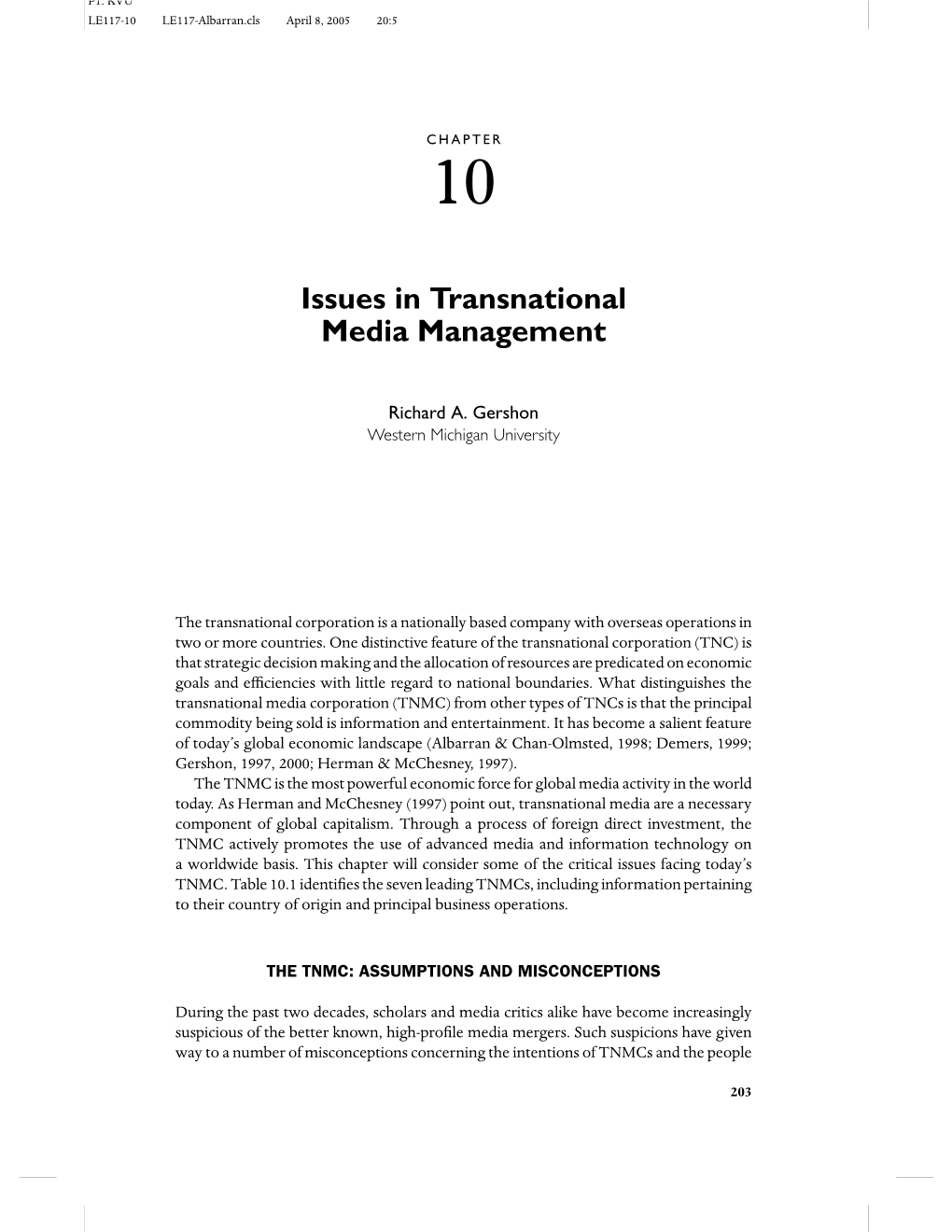 Issues in Transnational Media Management