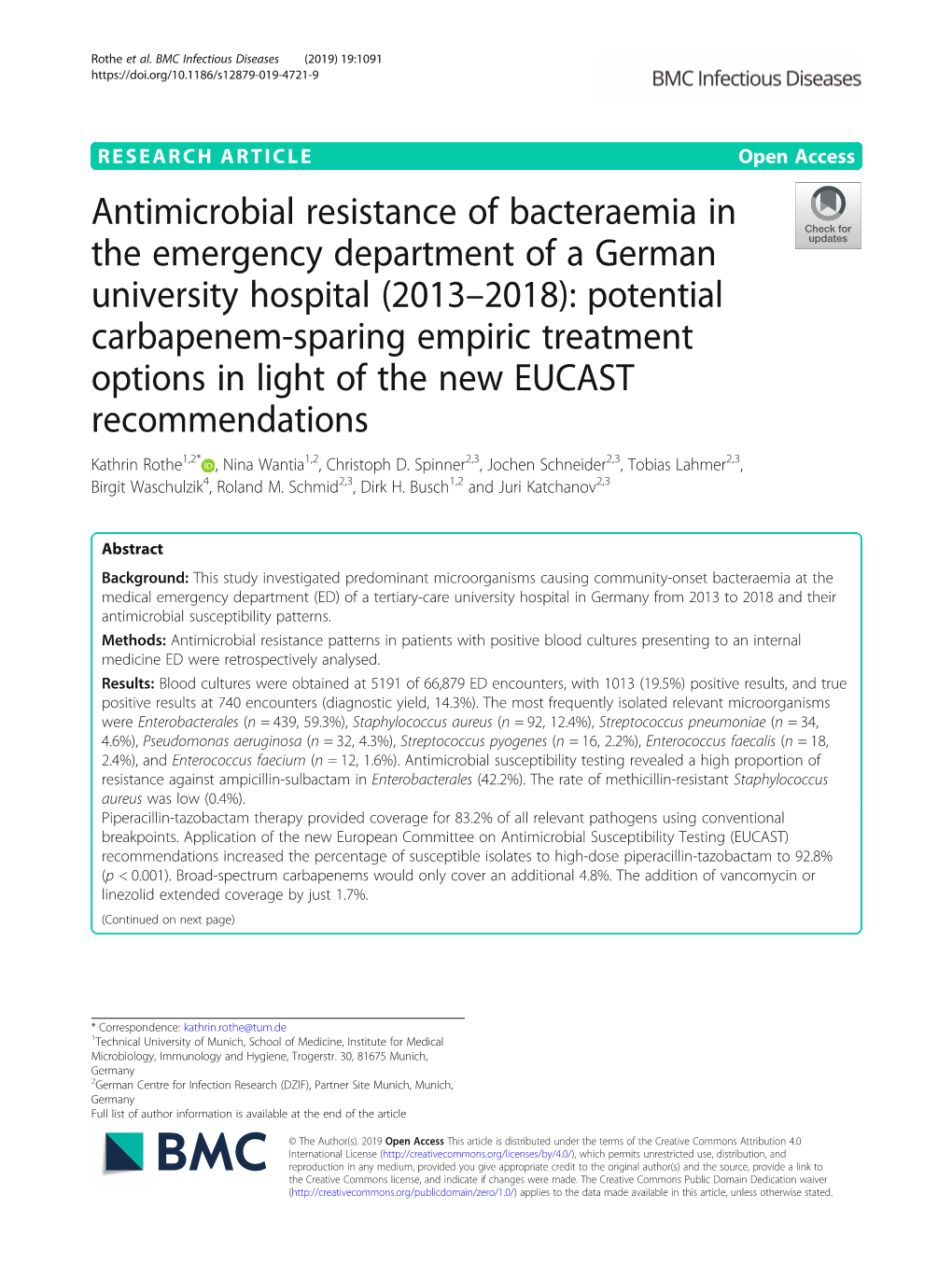 Antimicrobial Resistance of Bacteraemia in the Emergency