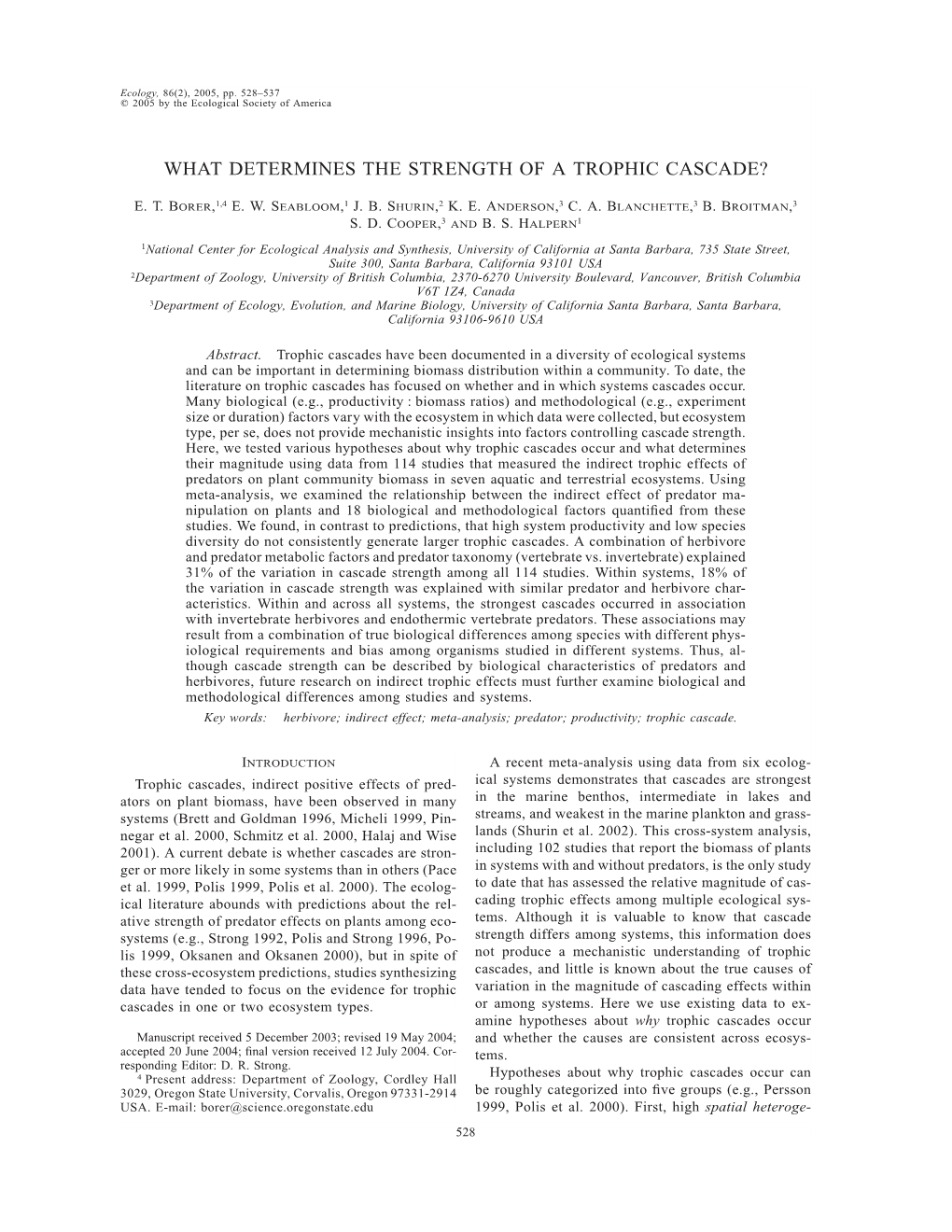 What Determines the Strength of a Trophic Cascade?