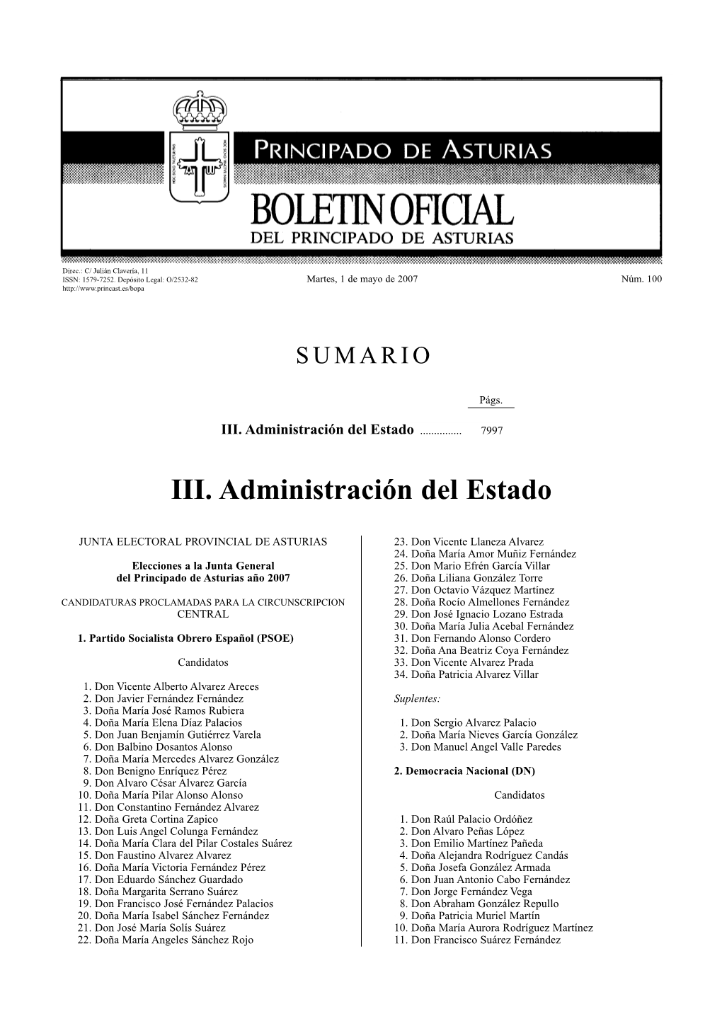 III. Administración Del Estado