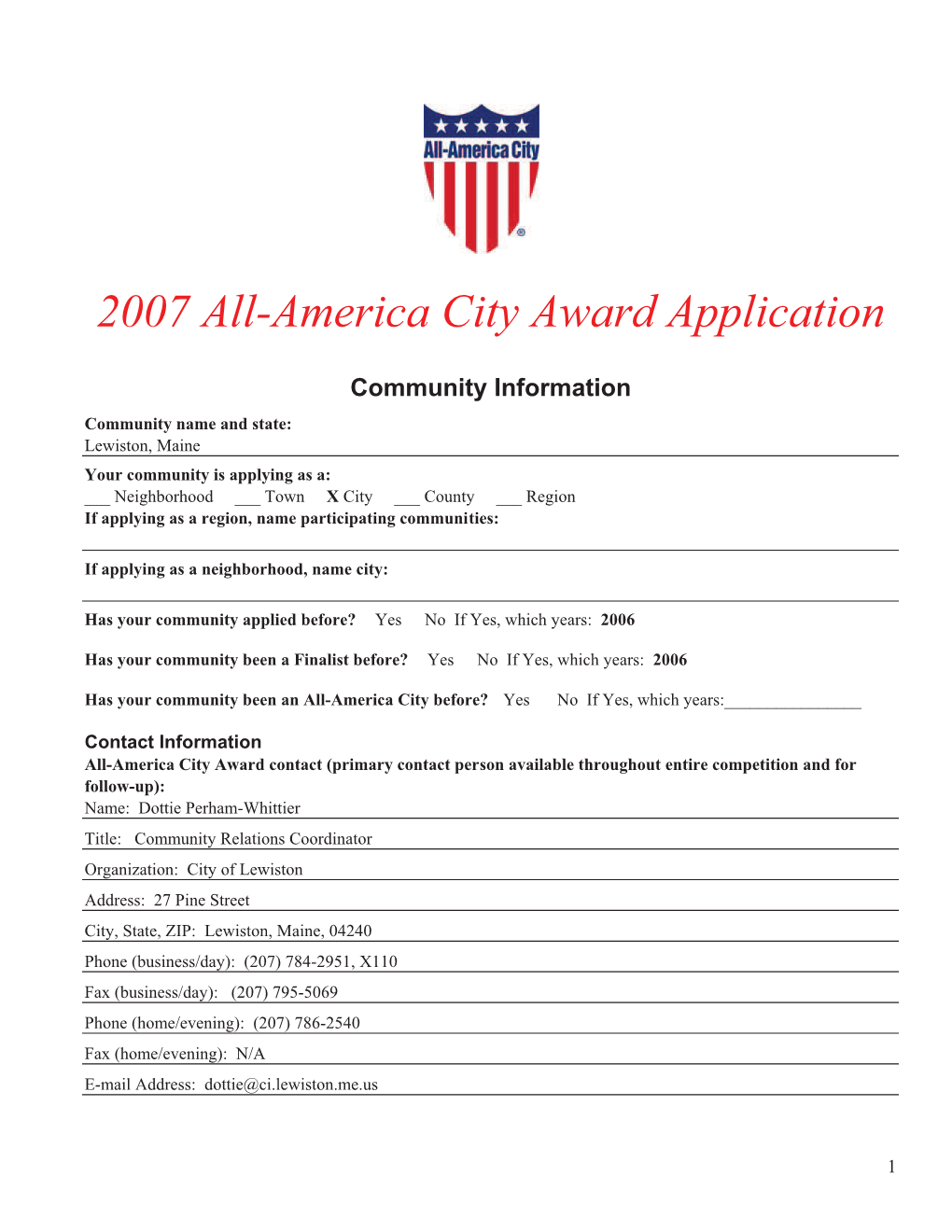 All-America Application