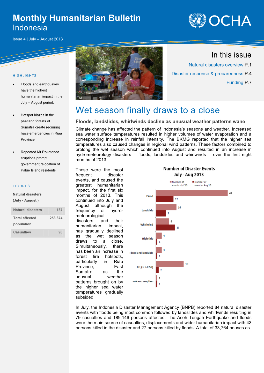 Wet Season Finally Draws to a Close Monthly Humanitarian Bulletin