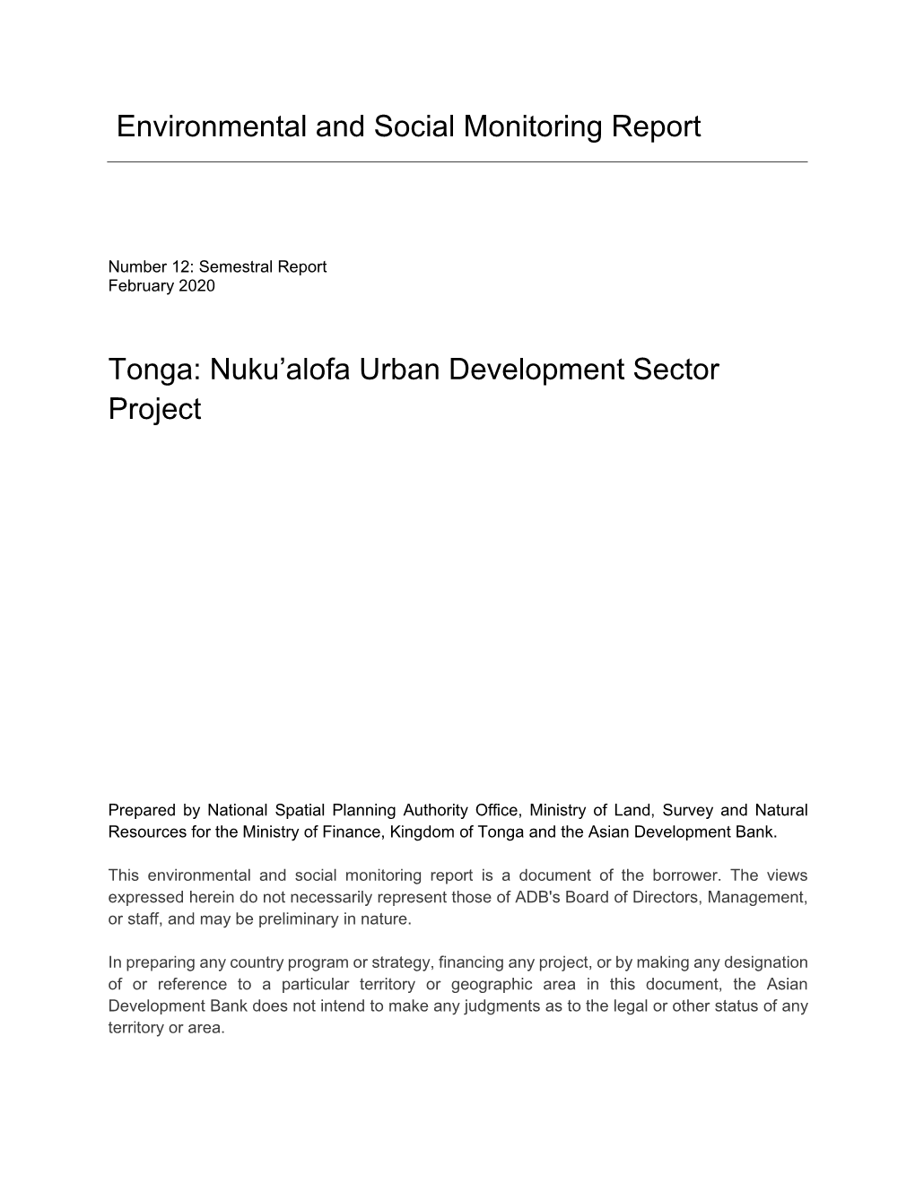 Tonga: Nuku'alofa Urban Development Sector Project