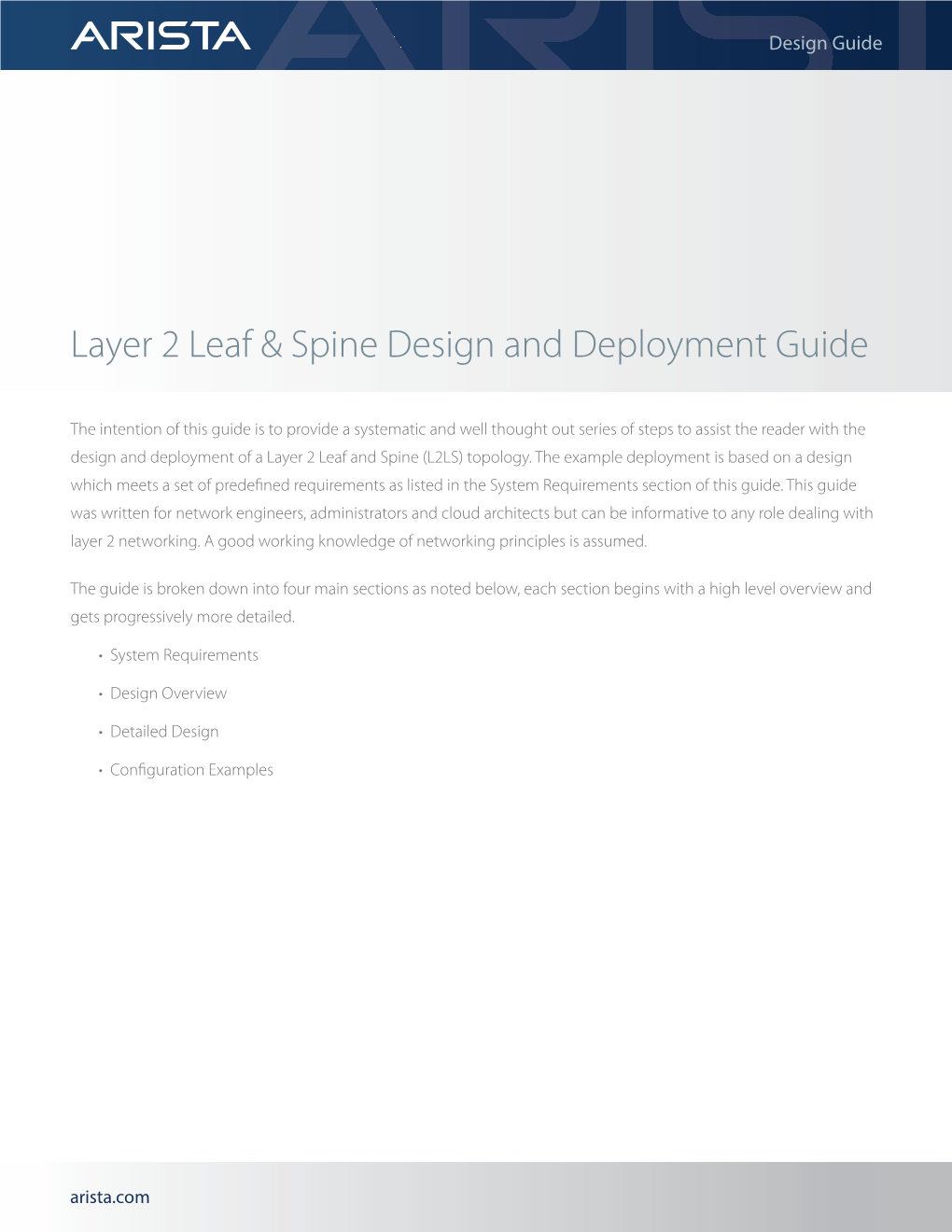 Layer 2 Leaf & Spine Design and Deployment Guide