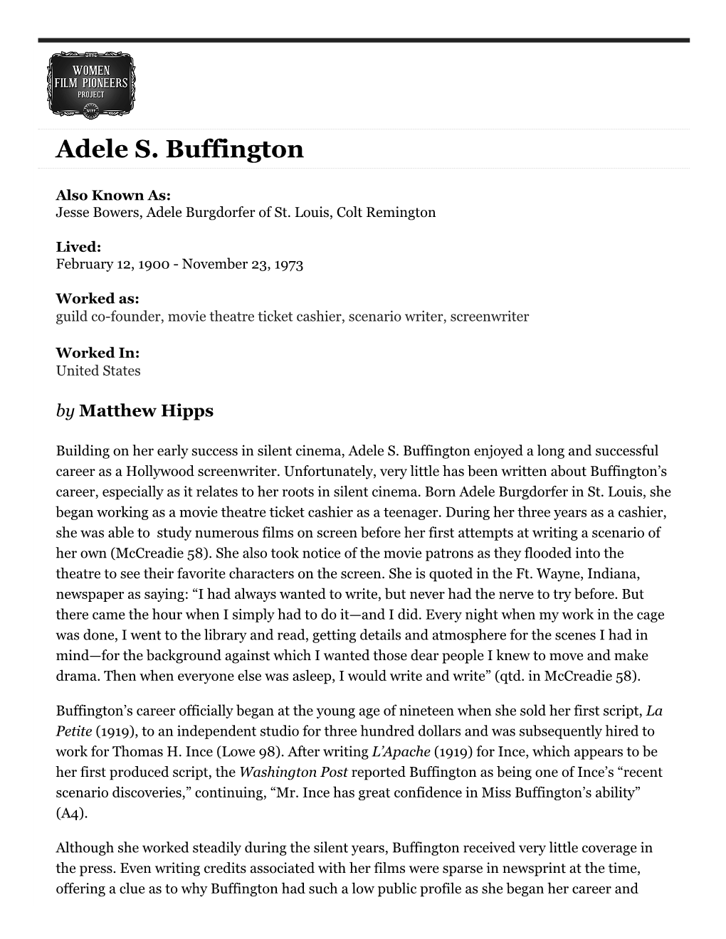 Adele S. Buffington