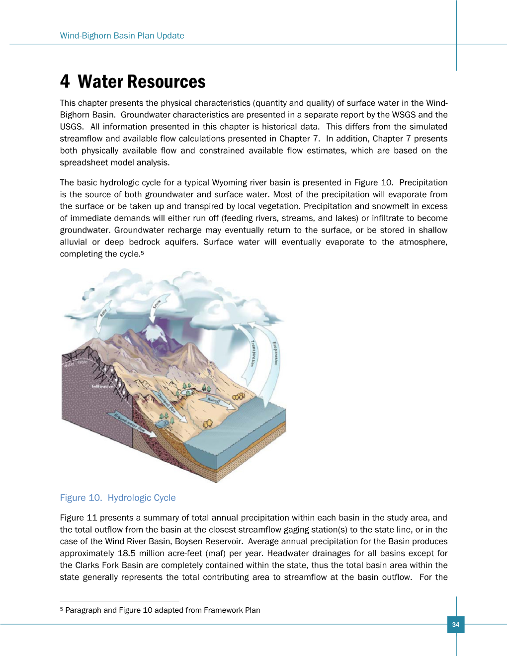 4 Water Resources This Chapter Presents the Physical Characteristics (Quantity and Quality) of Surface Water in the Wind- Bighorn Basin