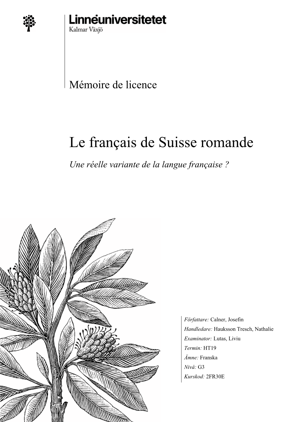 Le Français De Suisse Romande