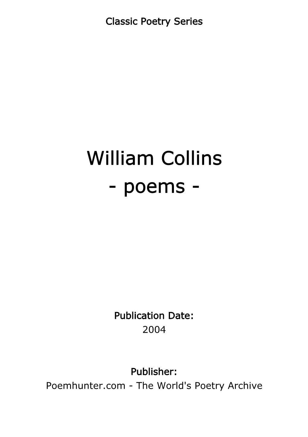 William Collins - Poems