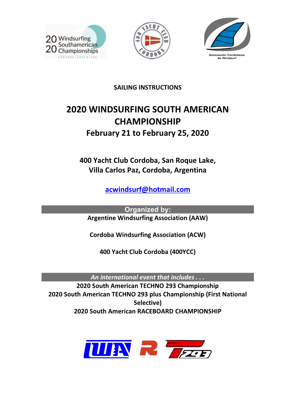 2020 WINDSURFING SOUTH AMERICAN CHAMPIONSHIP February 21 to February 25, 2020