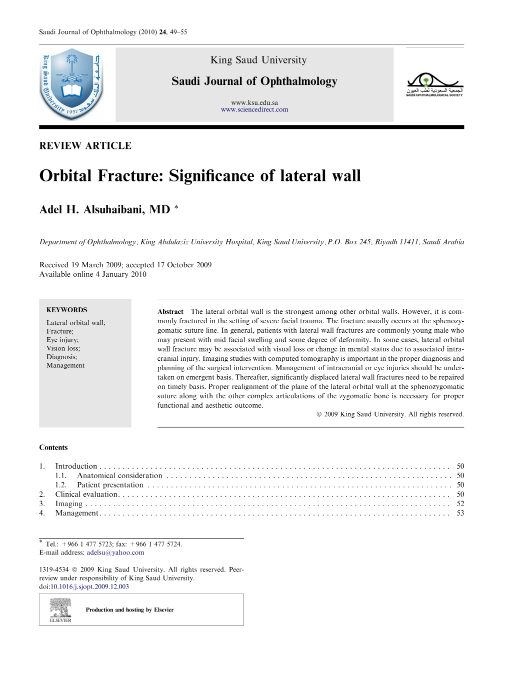 Orbital Fracture: Signiﬁcance of Lateral Wall