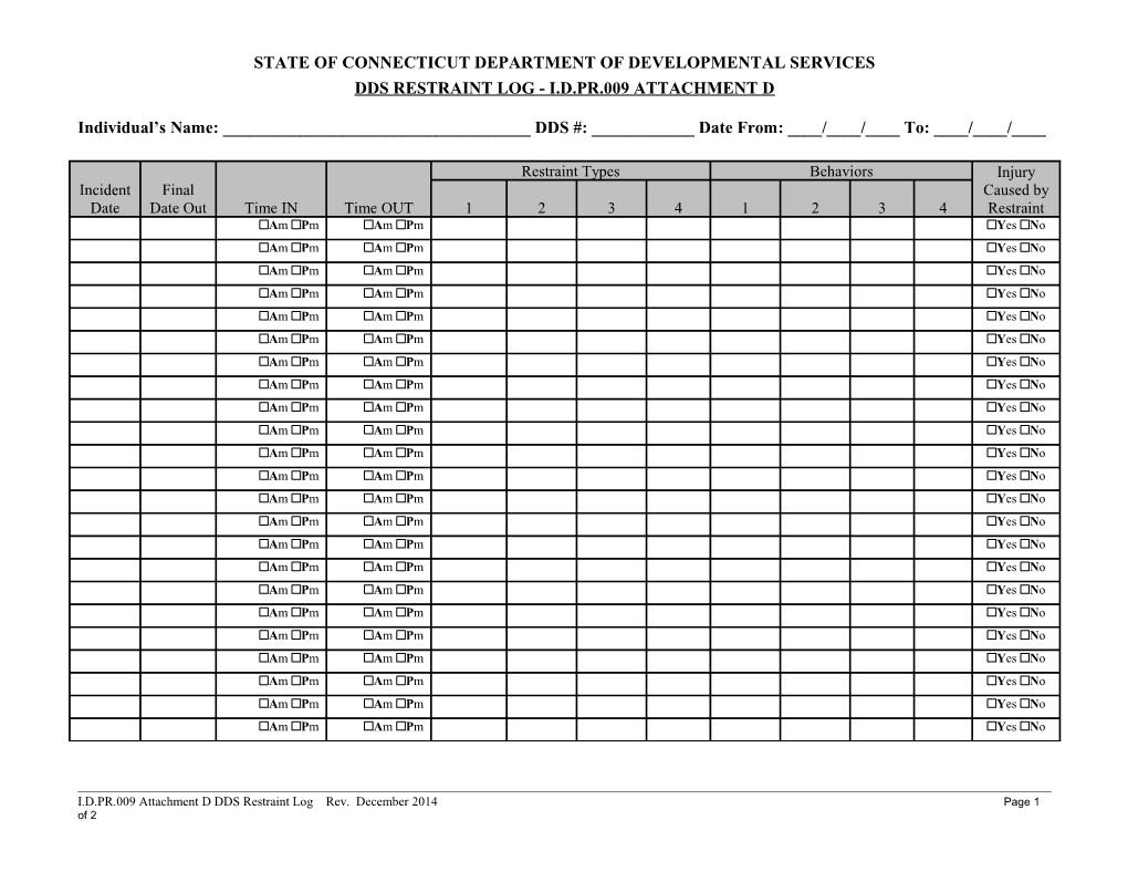 State of Connecticut Department of Developmental Services