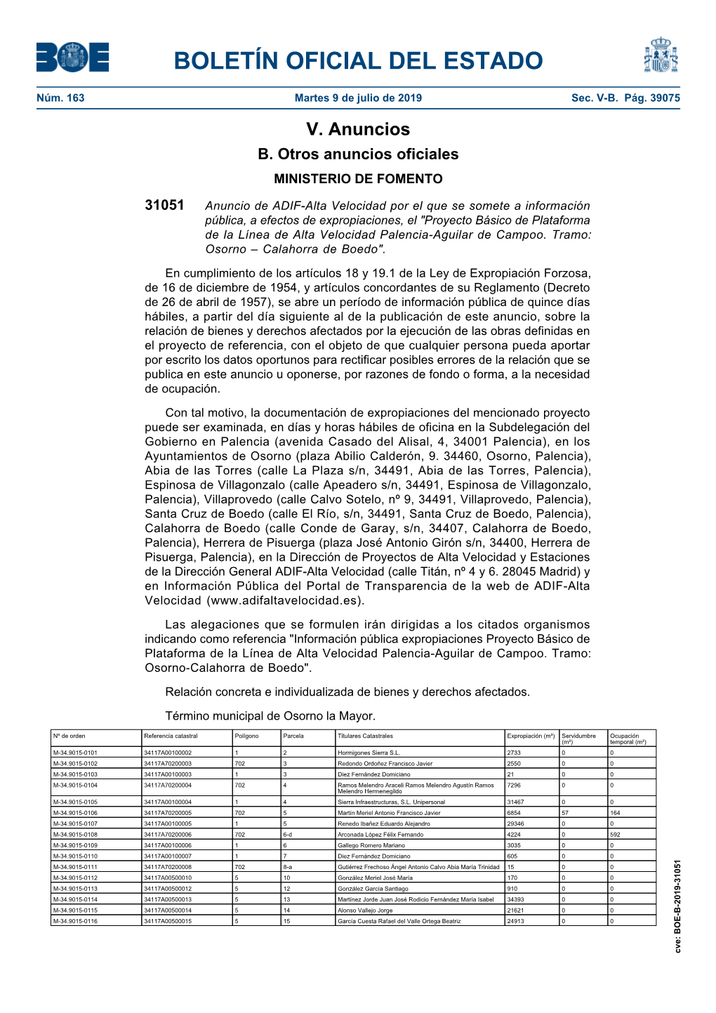 Anuncio 31051 Del BOE Núm. 163 De 2019