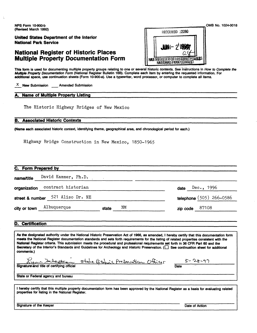 National Register of Historic Places Multiple Property Documentation Form