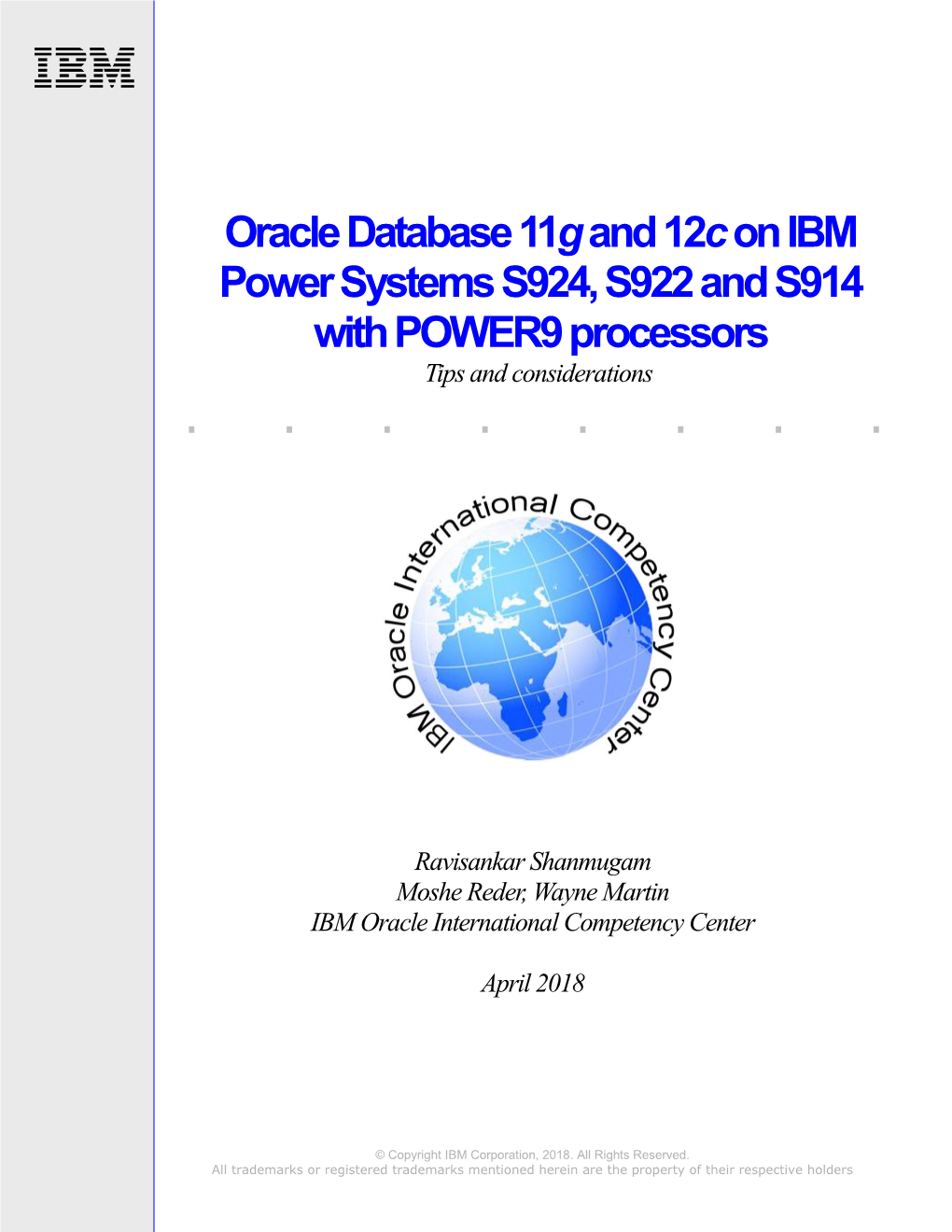 IBM Power9oracle11g12c April 10 2018 Final.Pdf