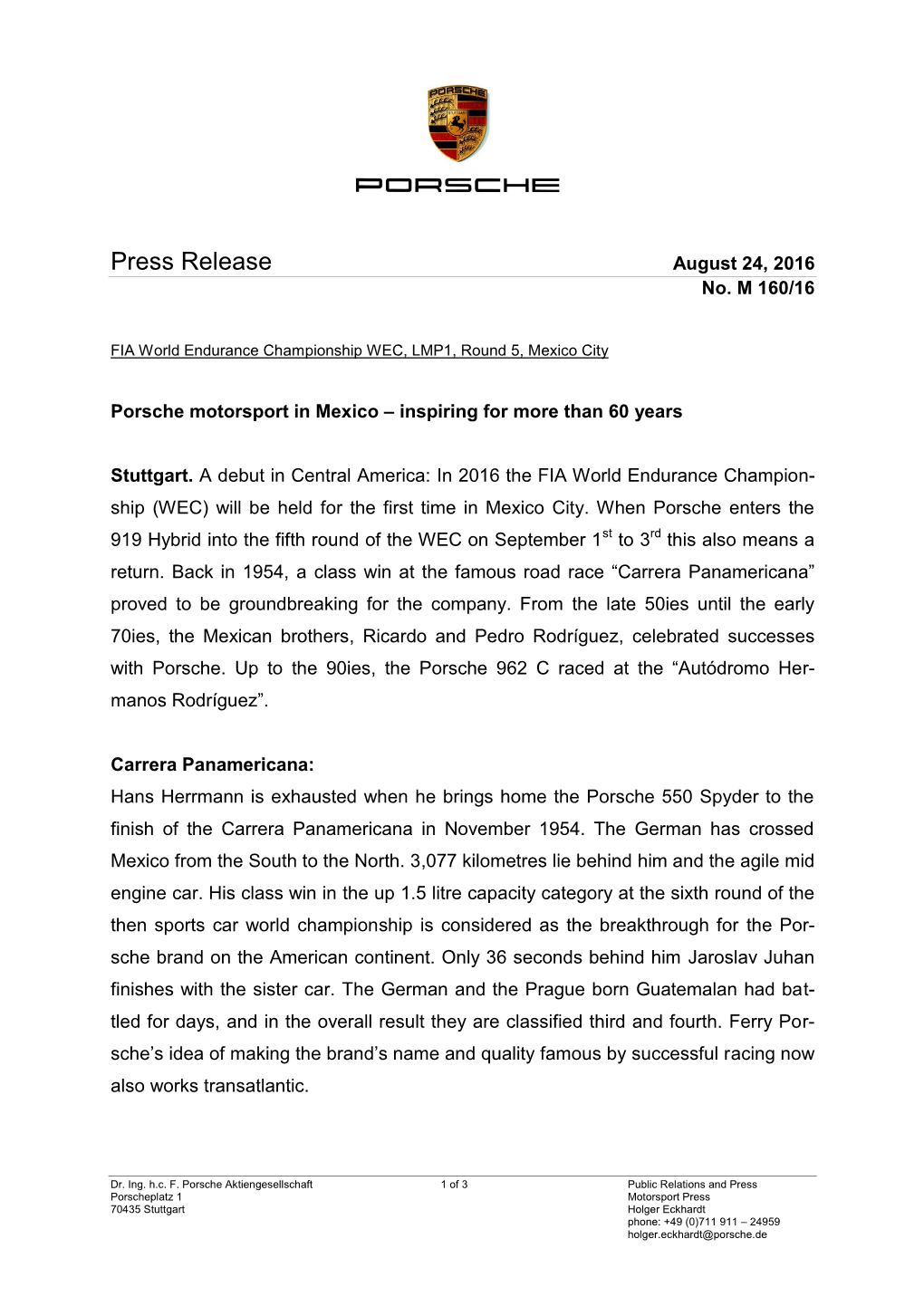 Press Release August 24, 2016 No