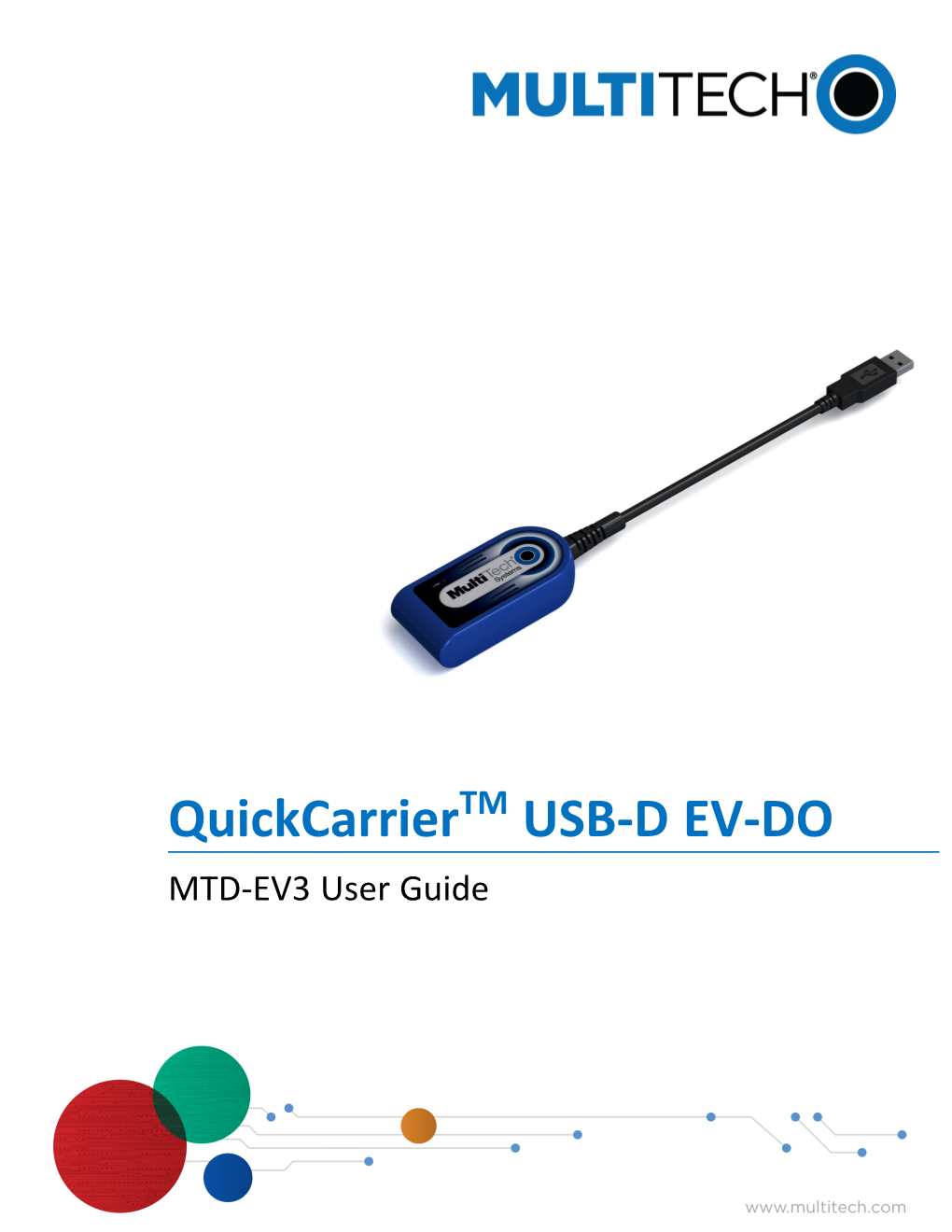 Quickcarriertm USB-D EV-DO MTD-EV3 User Guide QUICKCARRIER USB-D MTD-EV3 USER GUIDE