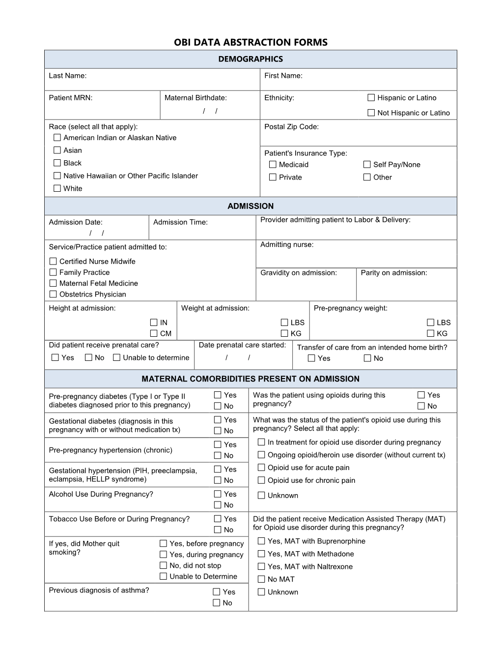 Obi Data Abstraction Forms Demographics