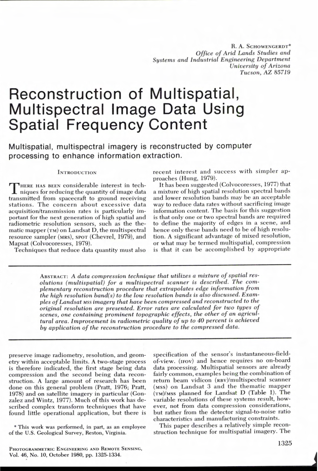 Reconstruction of Multispatial, Multispectral Image Data Using Spatial Frequency Content