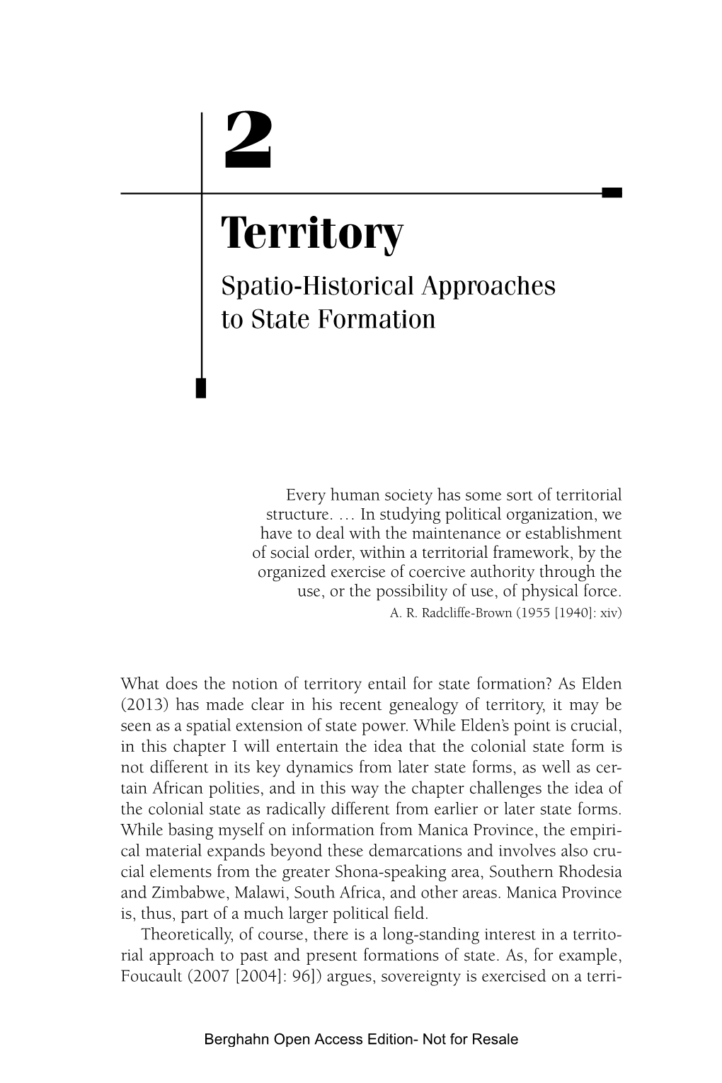 Territory Spatio-Historical Approaches to State Formation