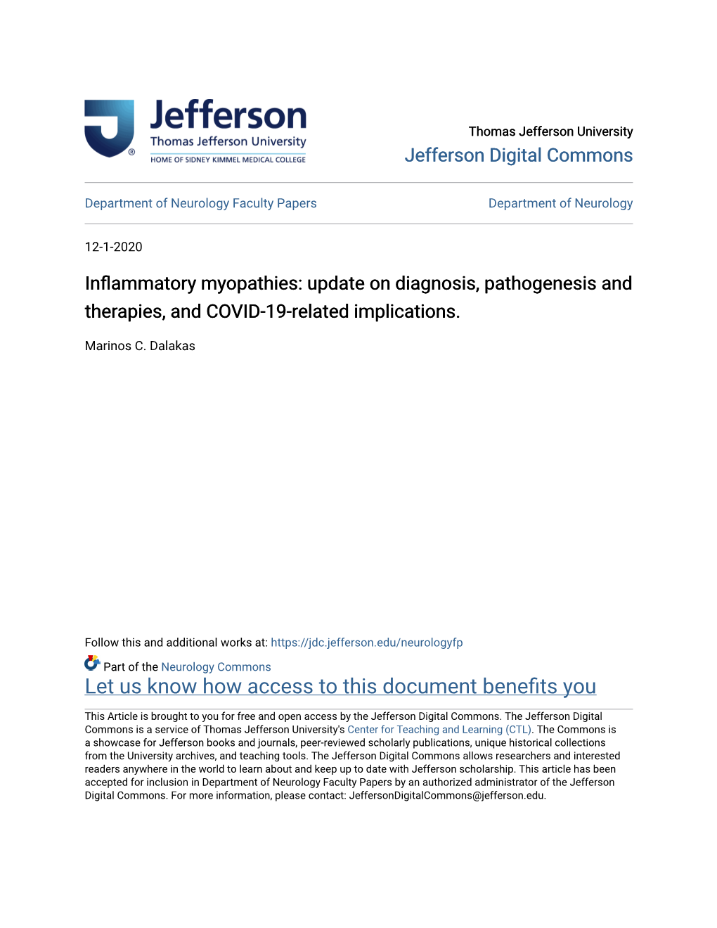 Inflammatory Myopathies: Update on Diagnosis, Pathogenesis and Therapies, and COVID-19-Related Implications