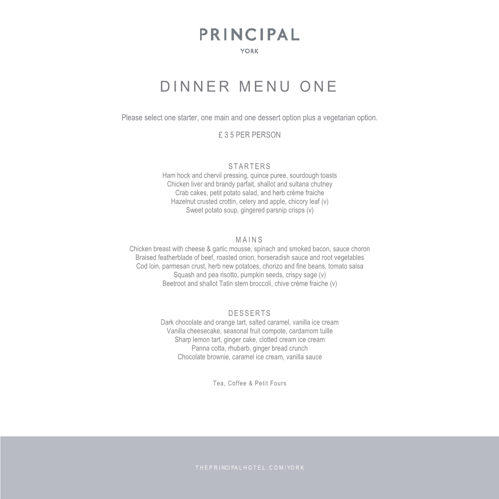 Dinner Menu One