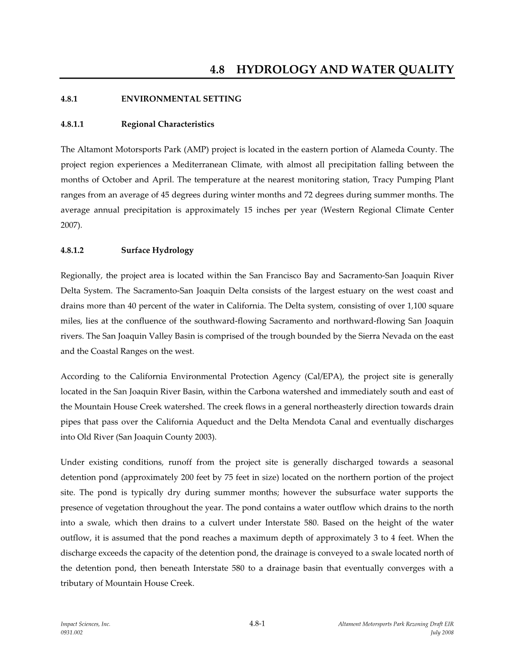 4.8 Hydrology and Water Quality