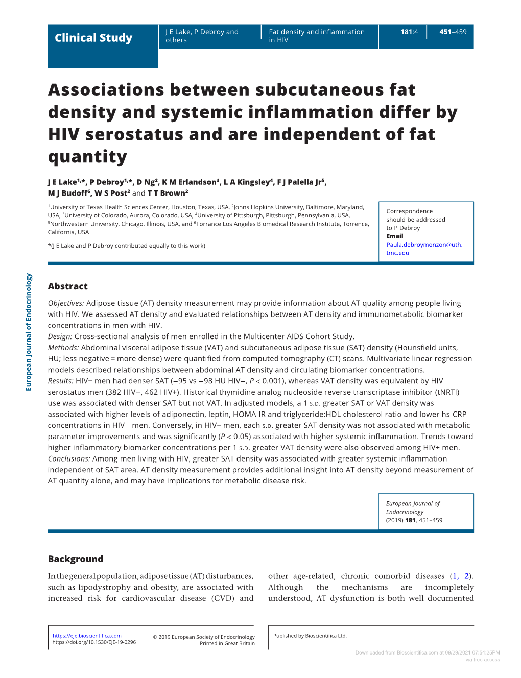 Associations Between Subcutaneous Fat Density and Systemic Inflammation Differ by HIV Serostatus and Are Independent of Fat Quantity