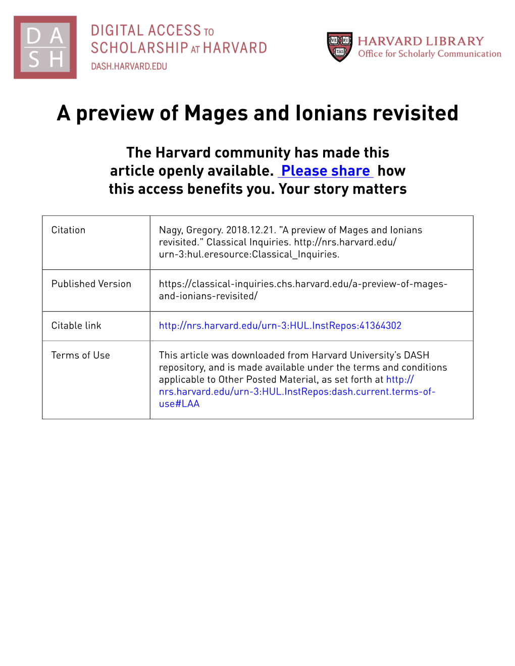 A Preview of Mages and Ionians Revisited