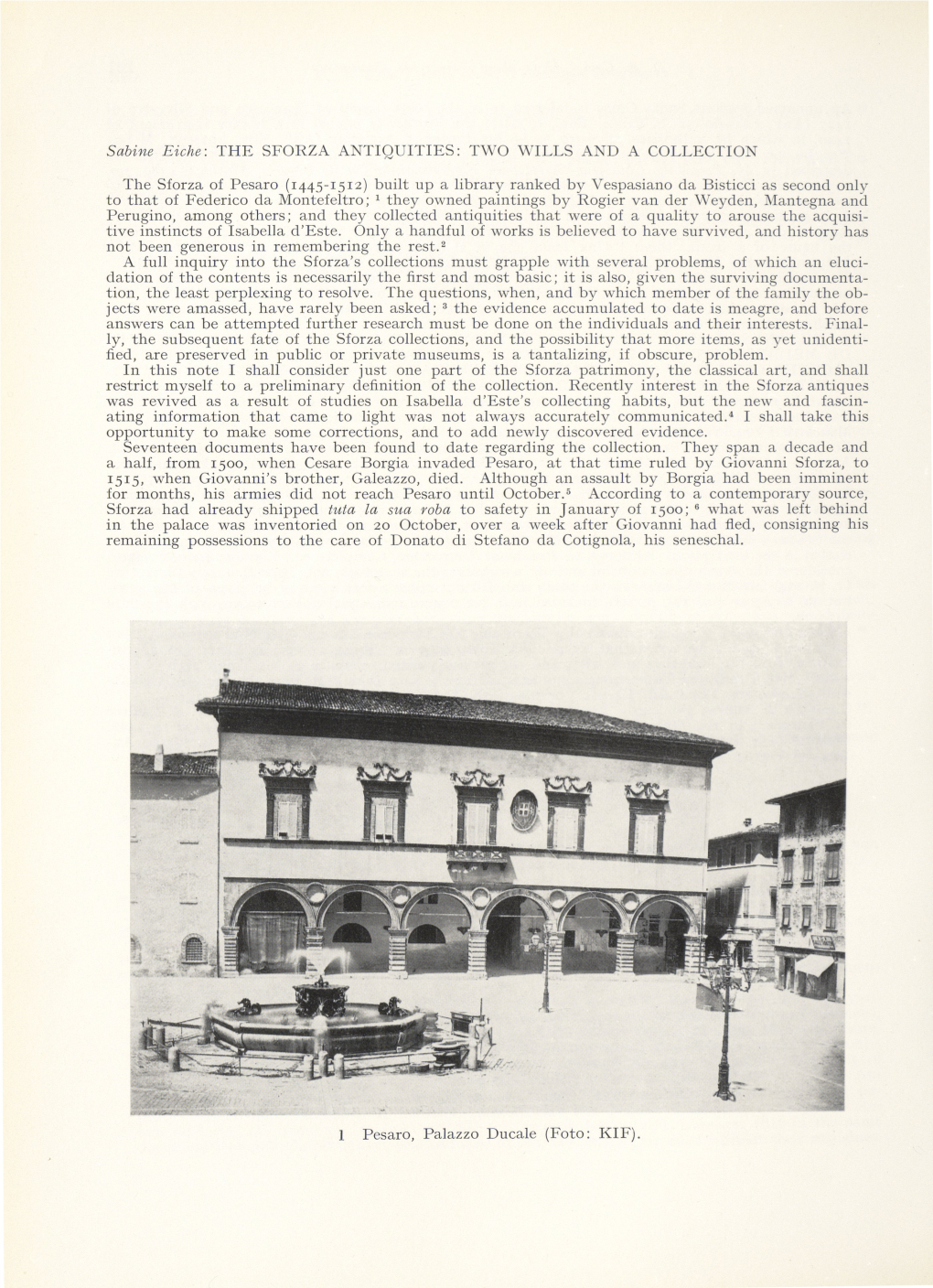 Sabine Eiche-. the SFORZA ANTIQUITIES: to That of Federico Da