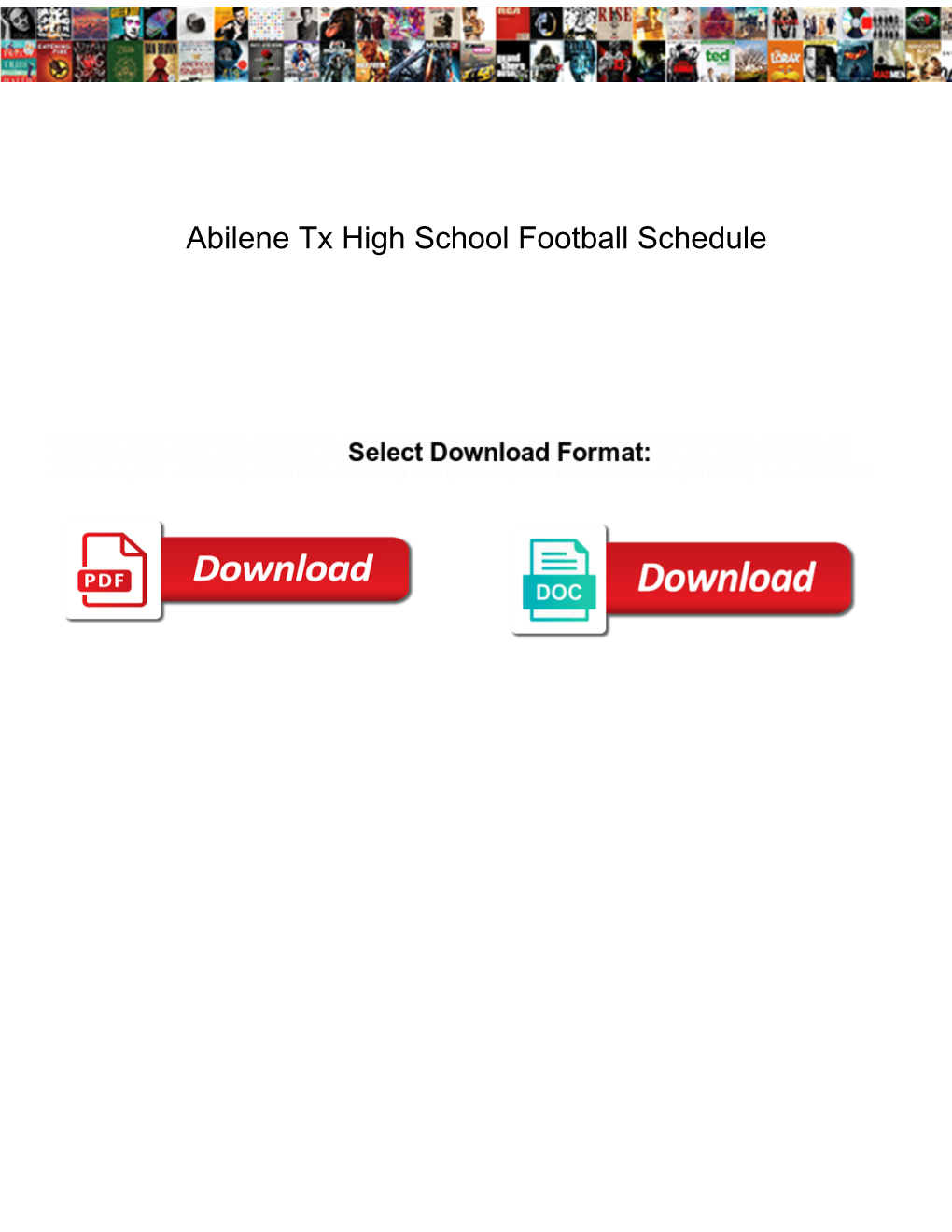 Abilene Tx High School Football Schedule