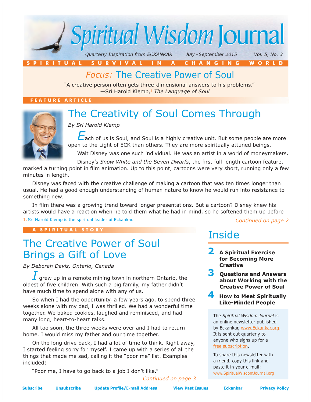 Eckankar, Spiritual Wisdom Journal, July 2015